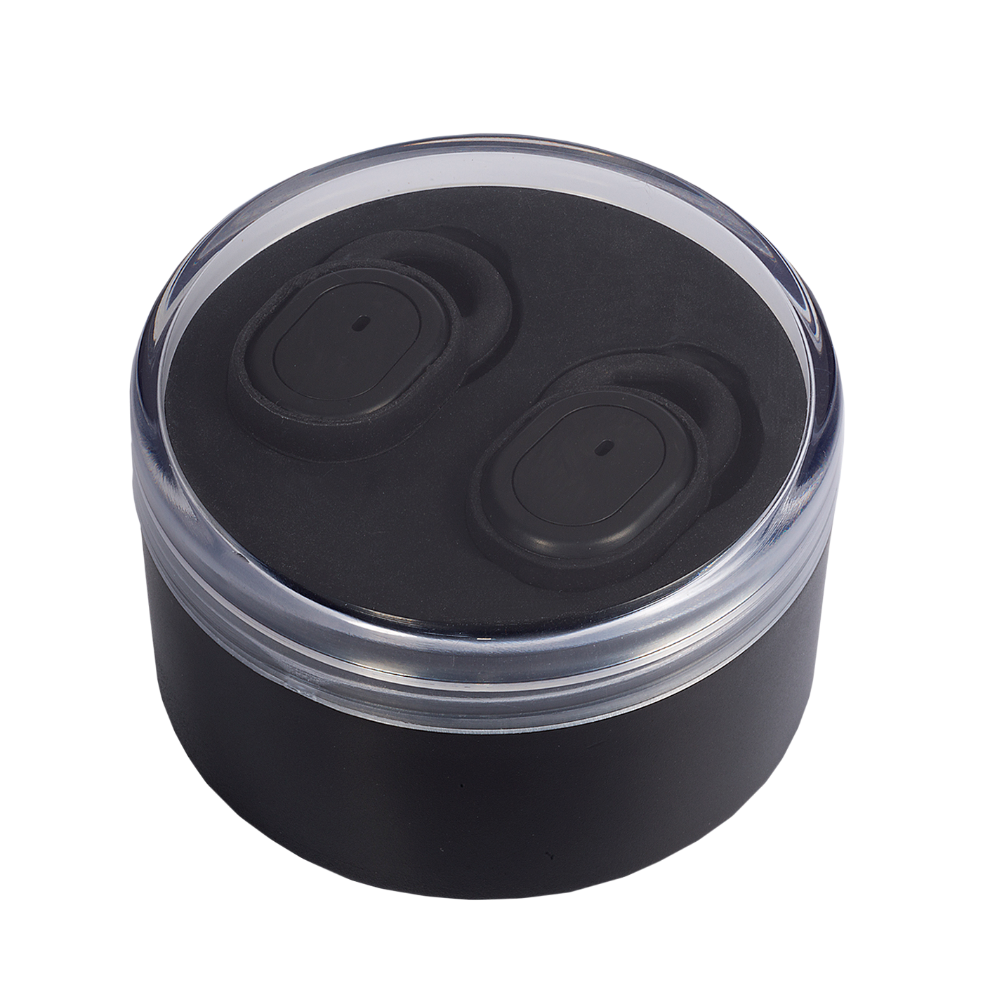 Wireless In-Ear Buds in Round Case - Black