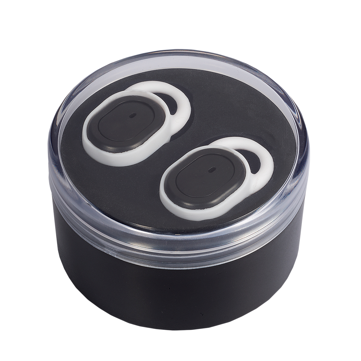 Wireless In-Ear Buds in Round Case - Black