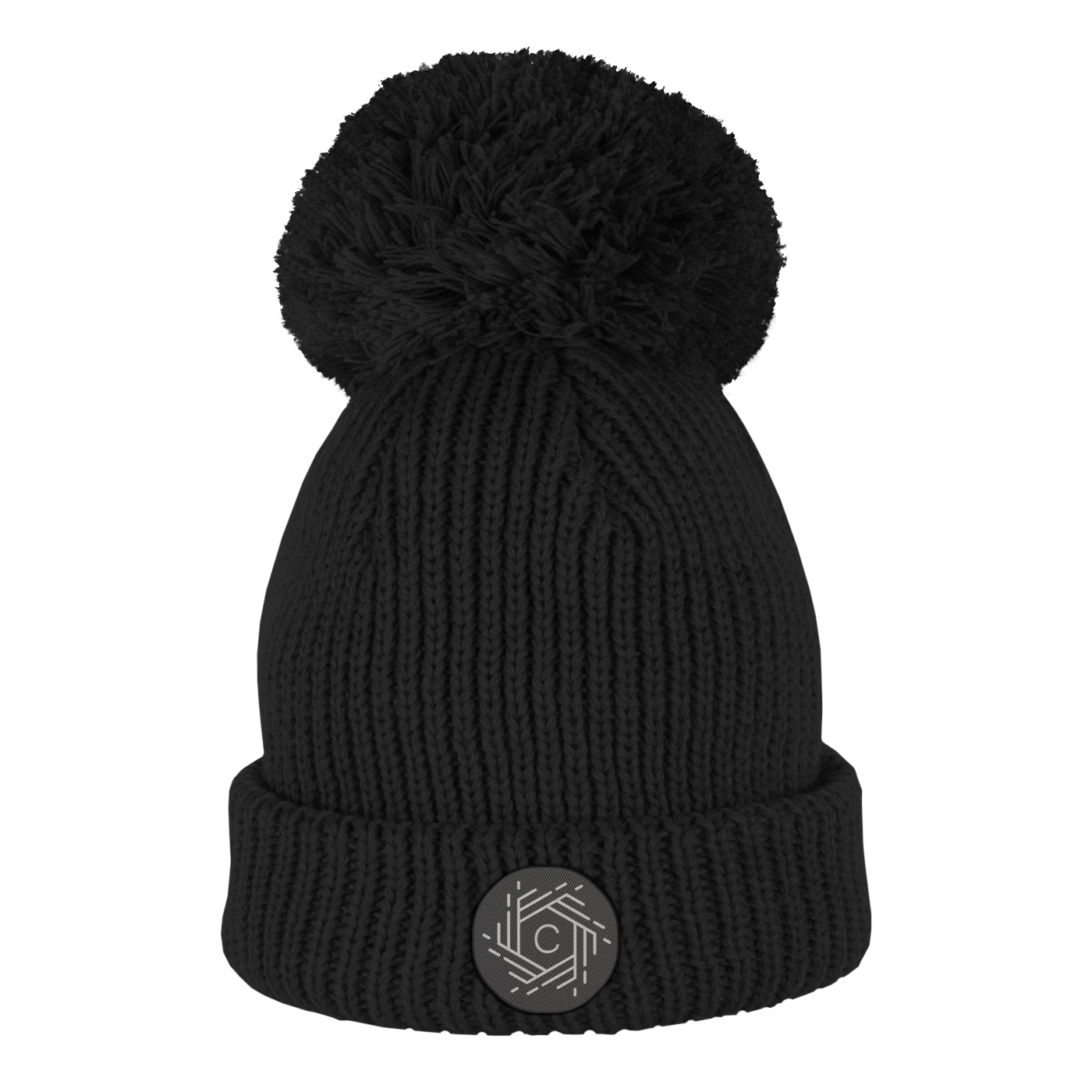 Oversized Pom Watch Cap - Black