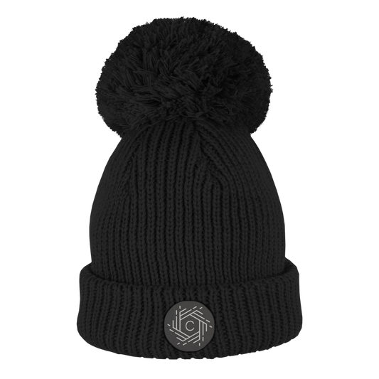 Oversized Pom Watch Cap - Black